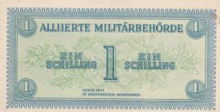1 Schilling Extra Fine Banknote From Allied Military In Austria 1944 Pick - 103