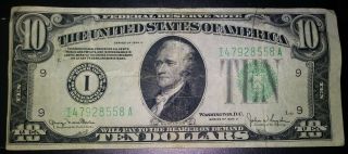 Series 1934 D Ten Dollar Bill Minneapolis I Federal Reserve Note