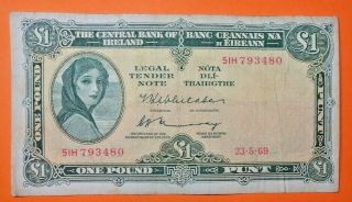 Ireland : Lavery One Pound Note 23.  5.  1969.