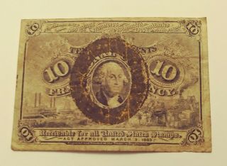 1863 George Washington U.  S.  10 Cents Fractional Currency 2nd Issue