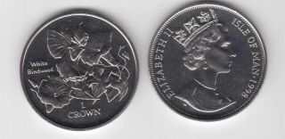 Isle Of Man - Rare 1 Crown Unc Coin 1998 Year Km 842 Flower Fairy White Bindweed