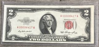 Series 1953 $2 Two Dollar Legal Tender Low Serial Note Fr - 1509 Ba30