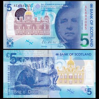 Scotland 5 Pounds,  2015/2016,  P -,  Polymer,  Design,  Unc