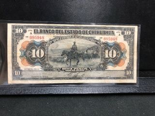 México / Chihuahua 10 Pesos 1913 Series A Circulated Banknote