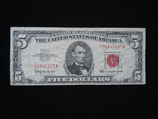 1963 $5 Dollar Red Seal Star Note
