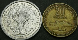 French Somaliland 2,  20 Francs 1965 - 2 Coins - 3085 ¤