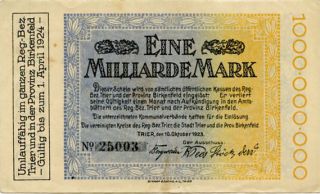 Germany 1 Billion Mark 1923 Trier №25003