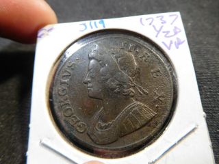 J119 Great Britain 1737 1/2 Penny Vf