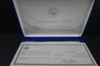 $20 September 11th Silver And Gold Leaf Coin Certificates In Blue Velvet Box