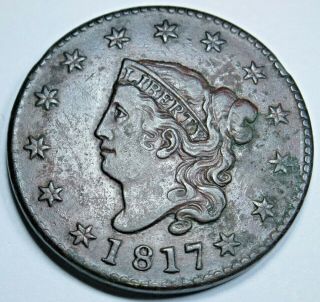 1817 Xf - Au Details Us Large Cent Antique Us Currency Old U.  S.  Penny Money Coin