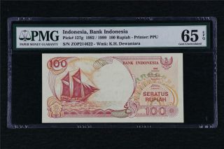 1992/1999 Indonesia Bank Indonesia 100 Rupiah Pick 127g Pmg 65 Epq Gem Unc