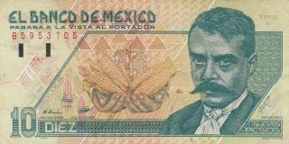 Mexico: $10 Pesos Emiliano Zapata Dec 10,  1992 El Banco De Mexico.