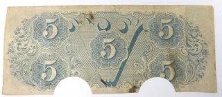 1863 CSA Confederate States of America Richmond $5 Five Dollar Canceled Note L63 2