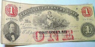 JULY 21,  1862 Virginia Treasury Note Richmond RED $1 4