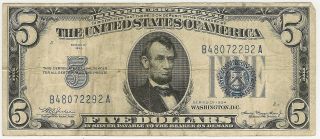 1934 $5 Silver Certificate Vf Very Fine Priced Right (inv 2292)