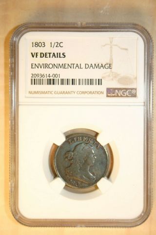 1803 U.  S.  Half Cent - Ngc Vf Details