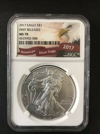 2017 American Silver Eagle $1 Ngc Ms70 First Releases 4525902 - - 088