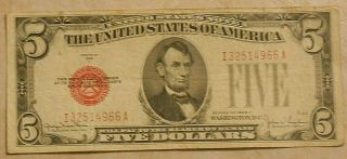 Series 1928 F $5 United States Note.
