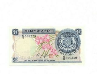 Bank Of Singapore 1 Dollar 1972 Aunc
