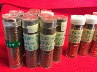 25 Rolls Of Unc Lincoln Cents 1959 - 1974 S