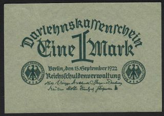 1922 1 Mark Germany Rare Vintage Paper Money Banknote Currency P 61a Aunc