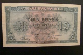 Belgium 10 Francs 1943 Crisp