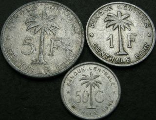 Ruanda - Urundi 50 Centimes,  1,  5 Francs 1955/1956/1959 - 3 Coins - 2799 ¤