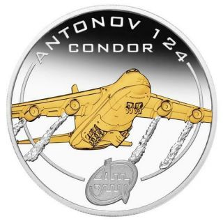 Cook Islands 2008 $1 Antonov An - 124 Condor 1 Oz Silver Proof Coin Gold - Gilded