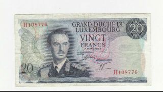 20 Francs Fine Banknote From Luxembourg 1966 Pick - 54