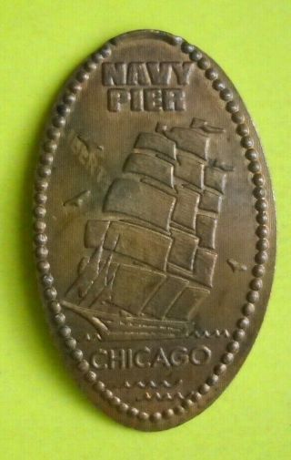 Navy Pier Elongated Penny Chicago Il Usa Cent Tall Ship Souvenir Coin