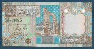 Libya 1/4 Dinar,  1990s,  Unc
