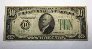 Us $10 1934 - A Federal Reserve Note – Bank Of Cleveland,  Oh – Circulated