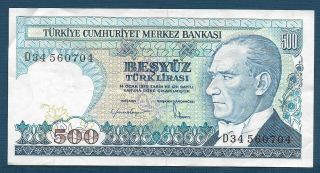 Turkey 500 Lira,  1980s,  Vf,