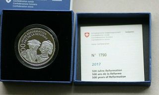 2017 Switzerland Comm.  Coin,  Silver,  Proof,  20 Fr. ,  Orig.  Case,  Reformation,