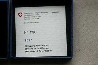 2017 Switzerland Comm.  Coin,  Silver,  Proof,  20 Fr. ,  orig.  Case,  Reformation, 3