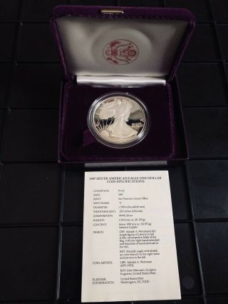 1987 Silver American Eagle Proof - SF -.  999 Fine Silver,  1 troy oz. 4