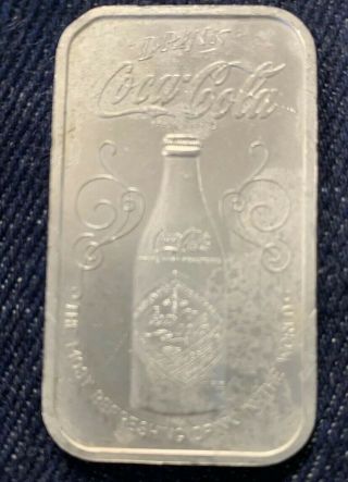 Coca - Cola 1 Troy Oz Silver Art Bar 1976 Cincinnati Ohio 999 Fine Coke Drink