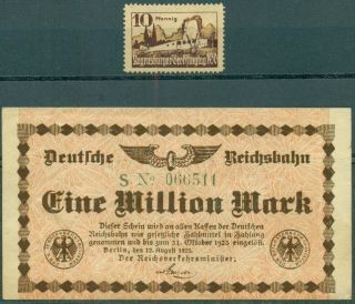 Germany,  1 Million Mark Note,  1930 Semi Official Airmail Michel 18a Cat $20.  00