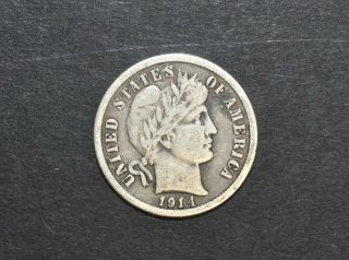 1914 - P Barber One Dime Coin Silver 90 C8540