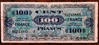 France 100 Francs 1944 Allied Military Currency (amc) Wwii Pick - 118a