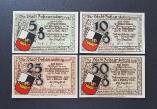 Johannisburg (poland Pisz) Notgeld 5,  10,  25,  50 Pfennig 1920 Germany (8615)