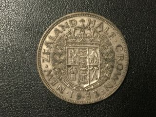 1933 Zealand Half Crown Silver Coin