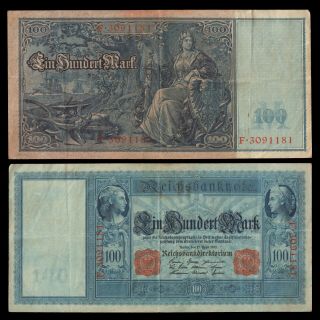 1910 Germany 100 Hundred Mark Reichsbanknote Circulated