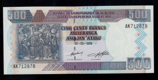 Burundi 500 Francs 1999 Ak Pick 38b Unc.