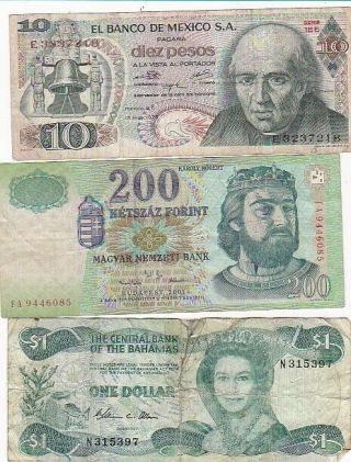 7 1917 - 2001 Circulated Notes From All Over