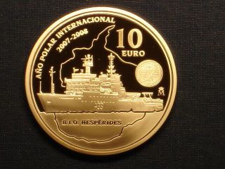Spain 10€ Silver Proof 2007 International Polar Year Bio Hesperides Ship
