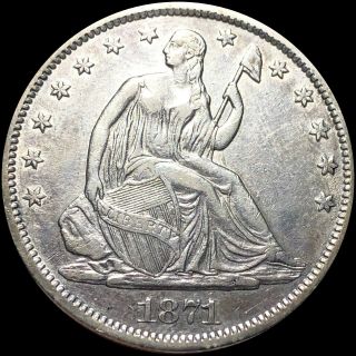 1871 Seated Half Dollar Looks Uncirculated Liberty Silver Philly Collectible Nr
