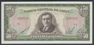 Chile 50 Escudos Au - Unc P.  140,  Banknote,  Uncirculated