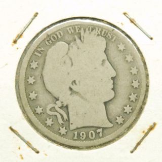 1907 - D U.  S.  " Barber " Silver Half Dollar (50 Cent) Coin