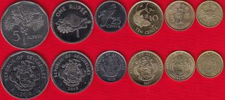 Seychelles Set Of 6 Coins: 1 Cent - 5 Rupees 2004 - 2012 Unc